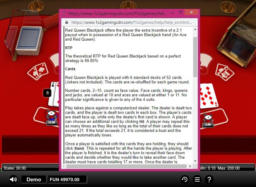 Red queen blackjack online